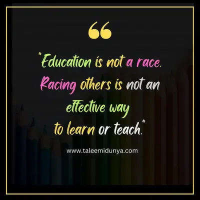 education is not a race. racing others is not an effective way to learn or teach.